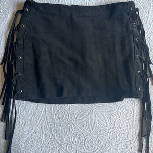 Black Fringe Miniskirt